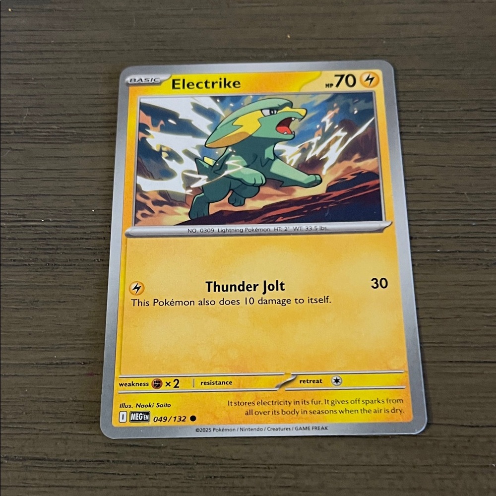 Pokemon Electrike Trading Card - Yellow and Green